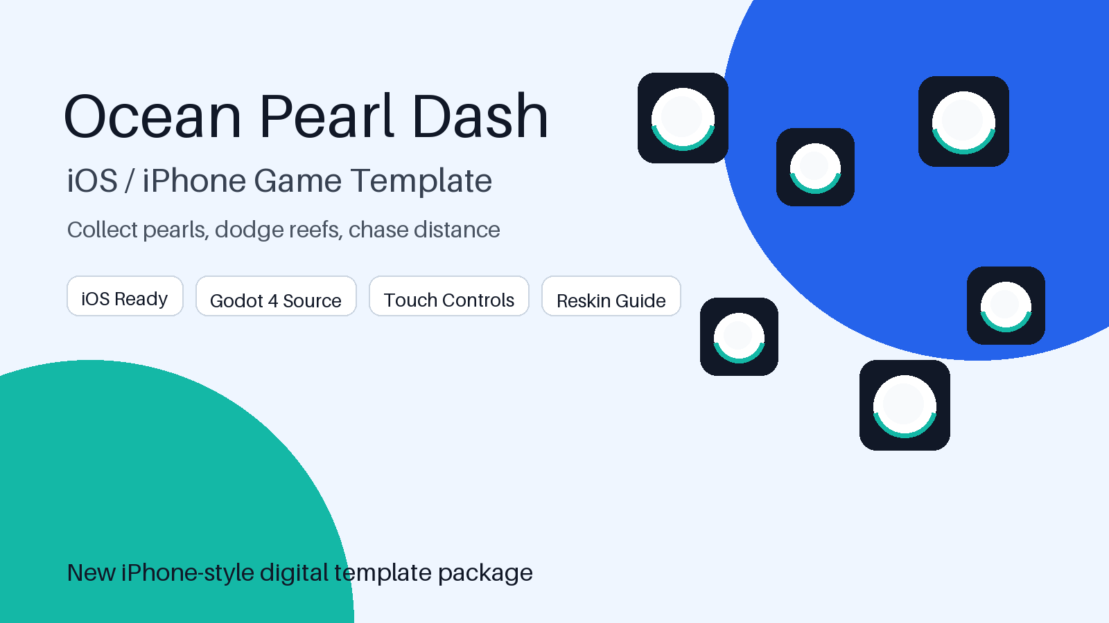Ocean Pearl Dash iOS Game Template, iPhone Godot 4 Source Code, Mobile Reskin App Template