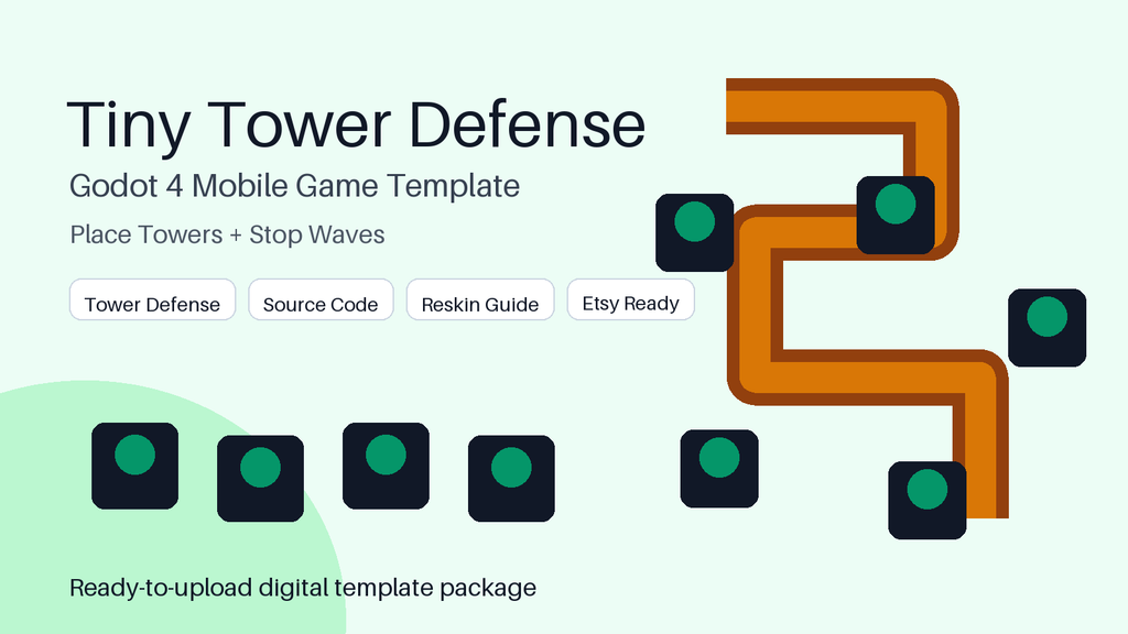 Tiny Tower Defense Godot 4 Mobile Game Template, Android Strategy Game Source Code, Reskin Template
