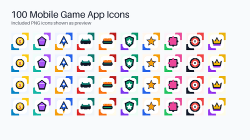 100 Mobile Game App Icons Bundle, Game Icon Pack PNG, Android Game Asset Kit