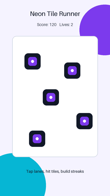 Neon Tile Runner iOS Game Template, iPhone Godot 4 Source Code, Mobile Reskin App Template