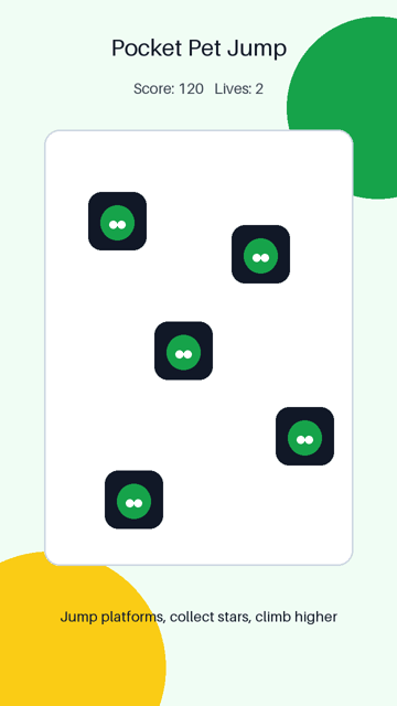 Pocket Pet Jump iOS Game Template, iPhone Godot 4 Source Code, Mobile Reskin App Template
