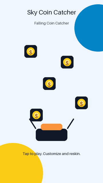 Sky Coin Catcher Godot 4 Mobile Game Template, Android Arcade Catcher Source Code, Reskin Template