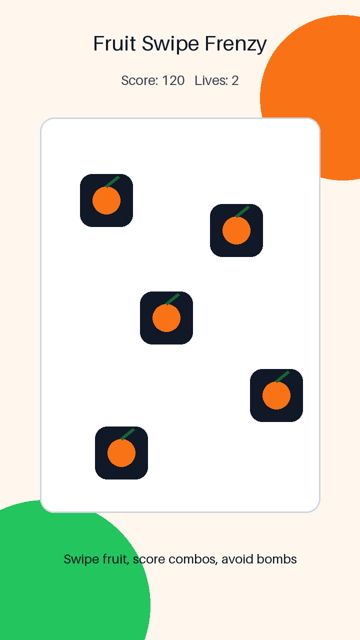 Fruit Swipe Frenzy iOS Game Template, iPhone Godot 4 Source Code, Mobile Reskin App Template