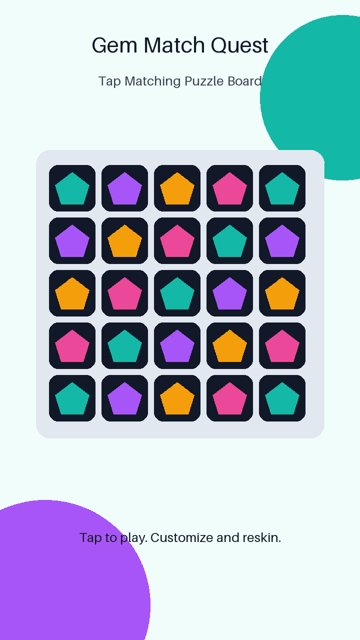 Gem Match Quest Godot 4 Mobile Game Template, Android Puzzle Match Game Source Code, Reskin Template