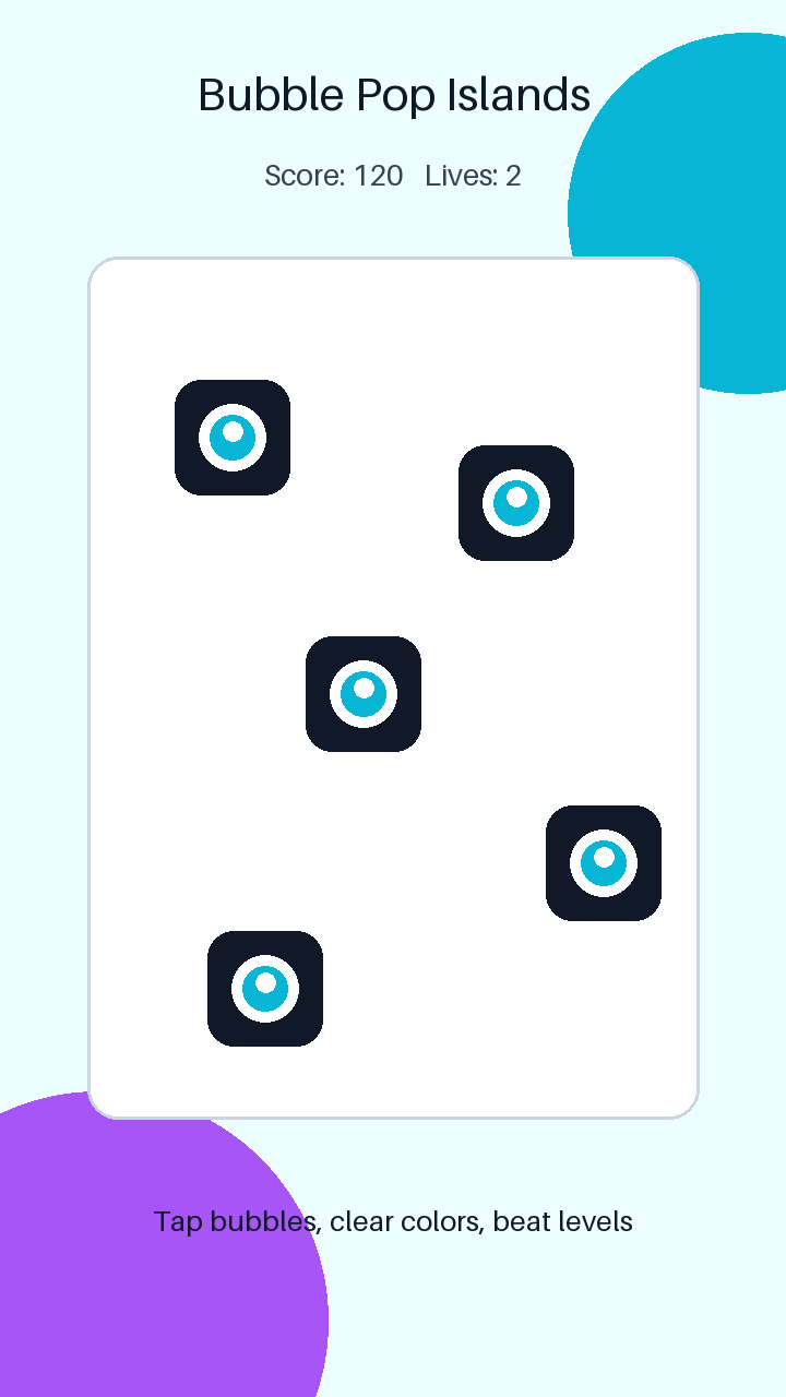 Bubble Pop Islands is a new Godot 4.x mobile game source template made for iOS/iPhone-style game projects.