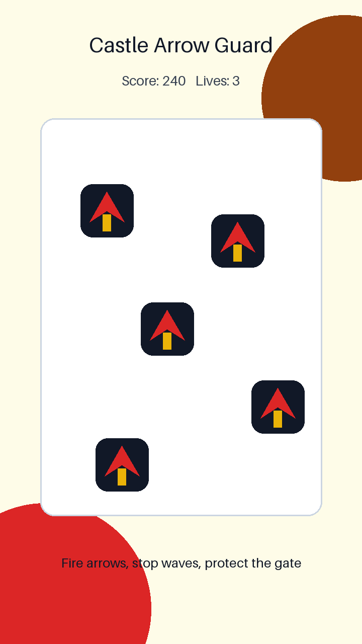 Castle Arrow Guard iOS Game Template, iPhone Godot 4 Source Code, Mobile Reskin App Template