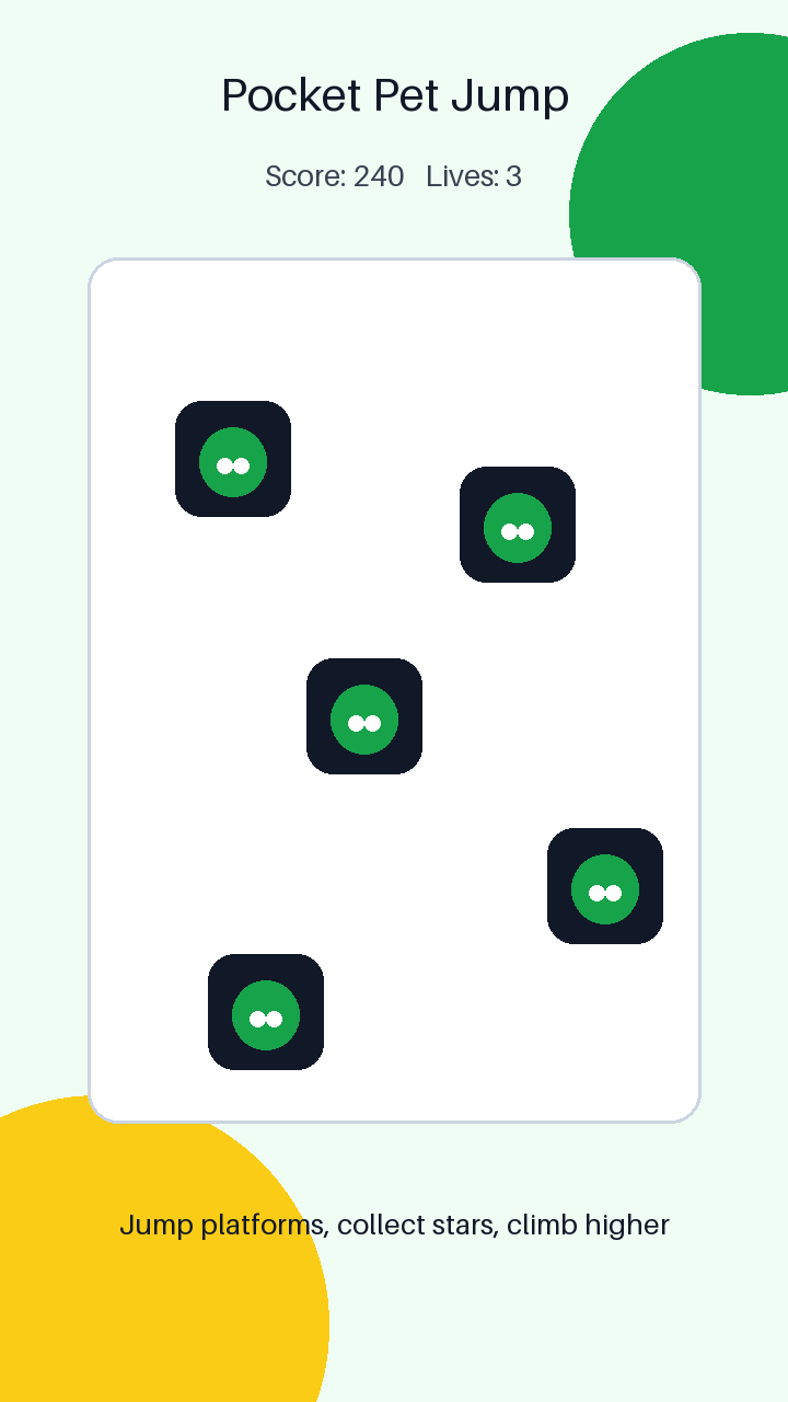 Pocket Pet Jump iOS Game Template, iPhone Godot 4 Source Code, Mobile Reskin App Template