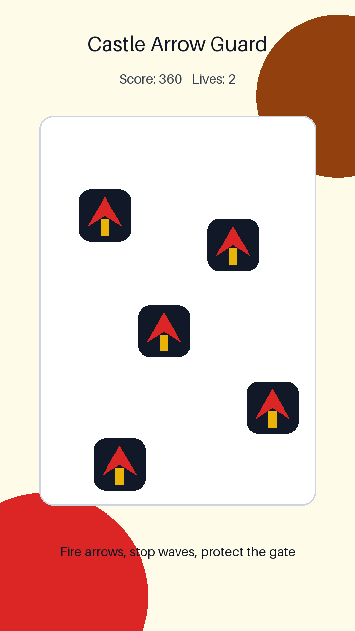 Castle Arrow Guard iOS Game Template, iPhone Godot 4 Source Code, Mobile Reskin App Template