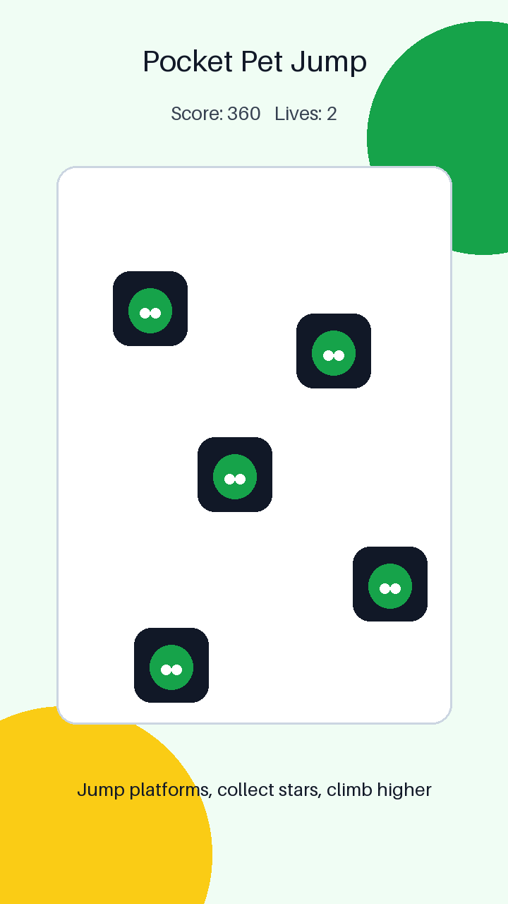 Pocket Pet Jump iOS Game Template, iPhone Godot 4 Source Code, Mobile Reskin App Template