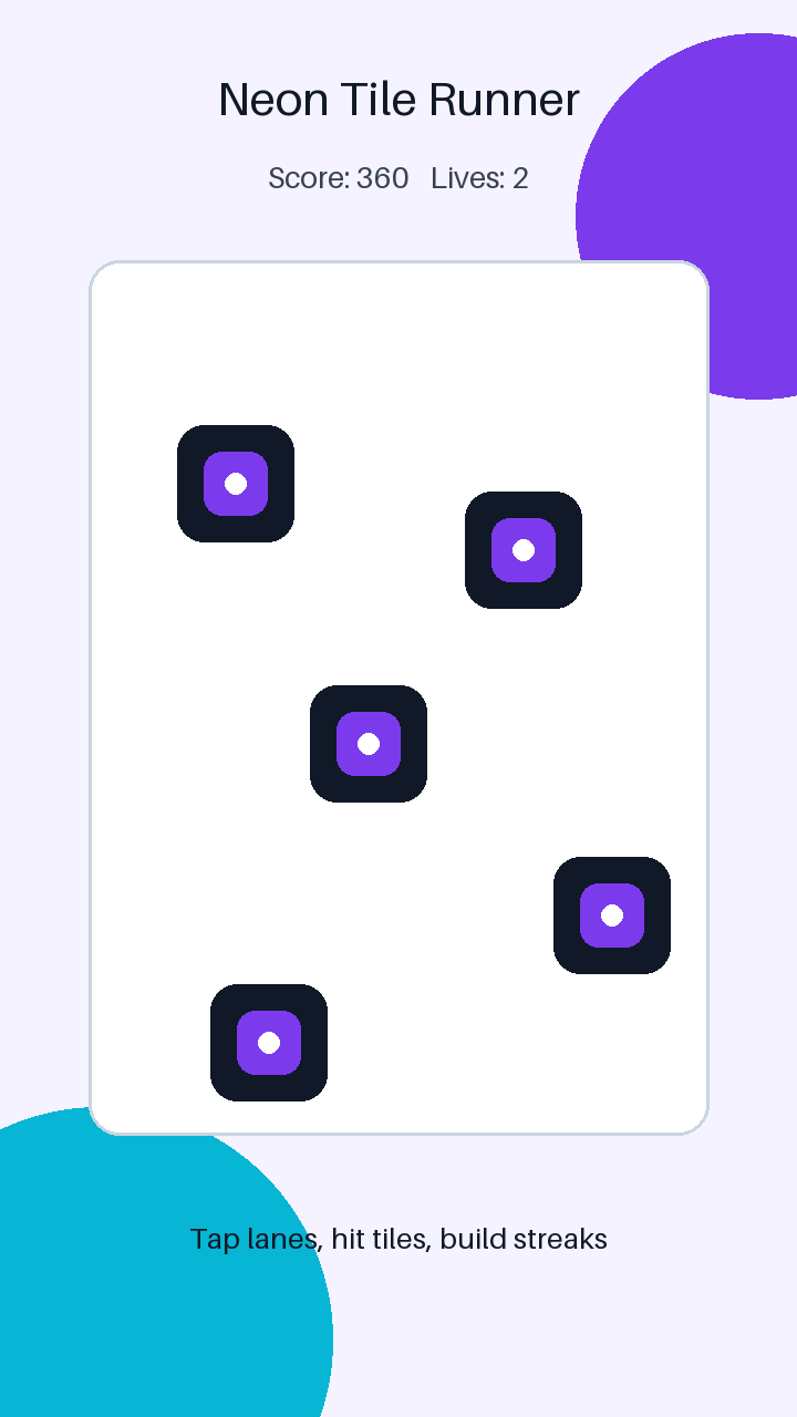Neon Tile Runner iOS Game Template, iPhone Godot 4 Source Code, Mobile Reskin App Template